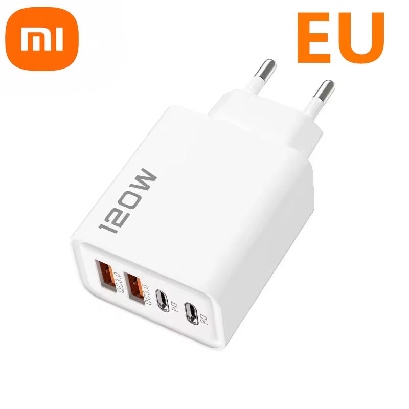 Xiaomi 120W 4 Port USB Type C Charger Fast Charging Data Cable USB Phone Charger Adapter for Samsung Iphone Huawei Charger