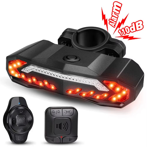 5 in 1 Wireless Bike Taillight with Turn Signals Bike Anti-Theft Alarm LED Rear Light Waterproof with 6 Light Modes for Night
