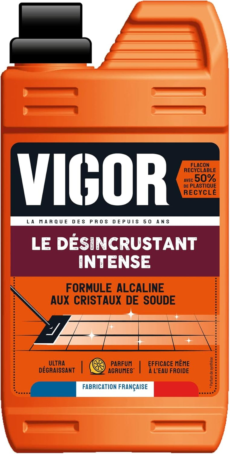 Vigor - Désincrustant Intense | Formule Alcaline Aux Cristaux De Soude | Ultra-Dégraissant | Parfum Agrumes | Fabrication Française | 1L